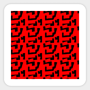 Bright red background with black abstraction Sticker